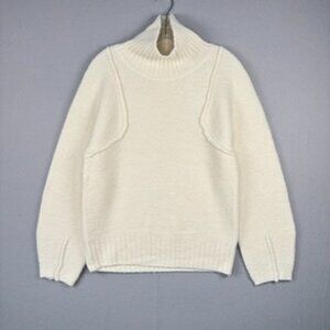Universal Thread Fuzzy Turtleneck Sweater‎ Cream XS Exposed Seam Relaxed Neutral